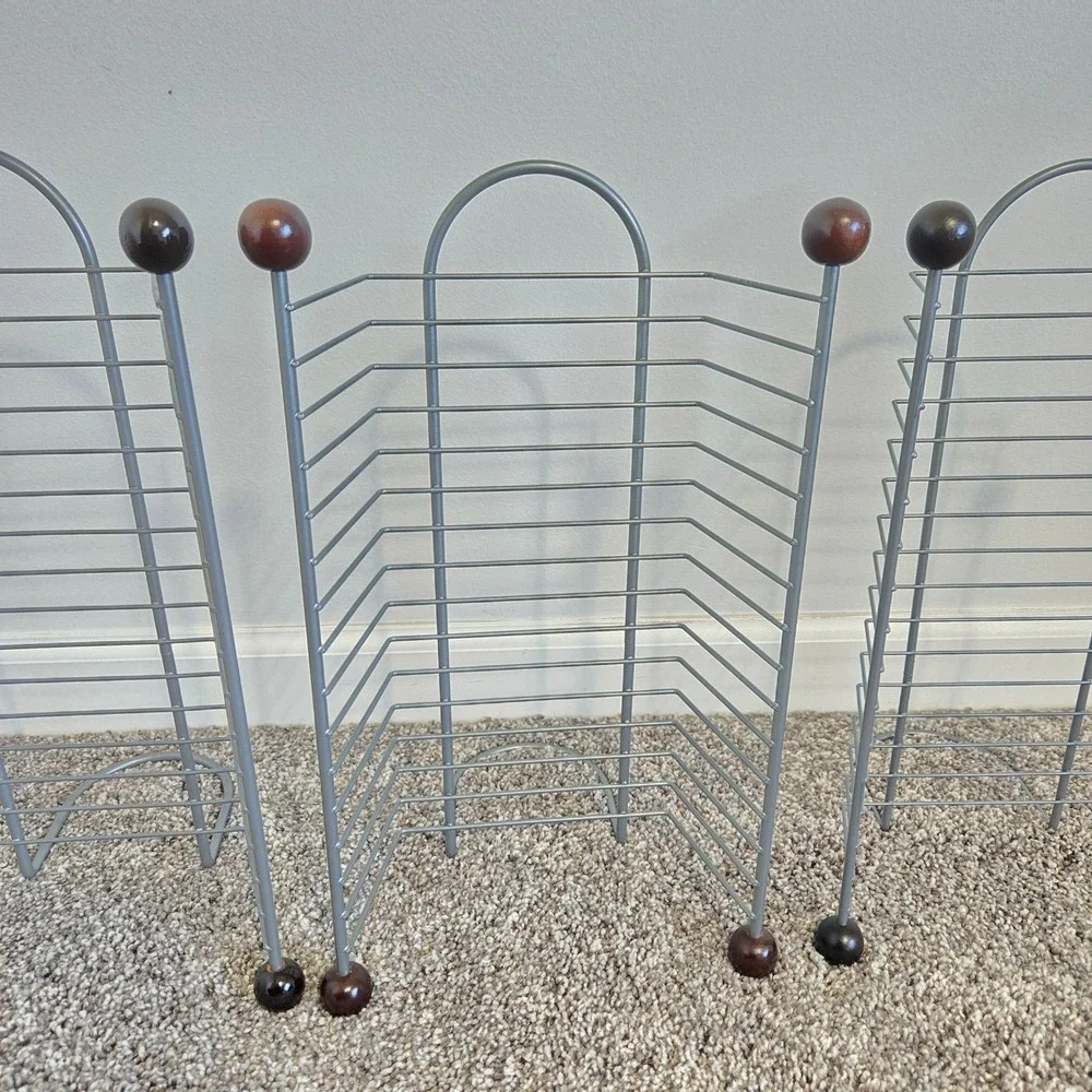 15 DVD Blu-ray Game Holder LOT of 3 Wire Metal Rack Tower Storage‎ Free Standing
